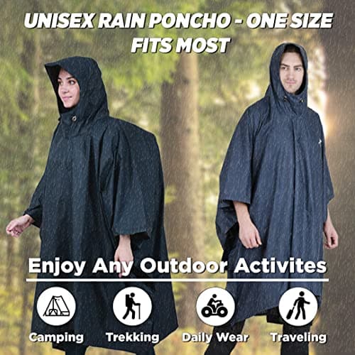 ROCKSPORT Unisex Hooded Rain Poncho for Adult,Waterproof, lightweight,Reusable& Packable, One Size Fits Most, Free Size 5