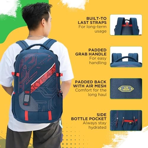 Skybags Vesper 40L Laptop Backpack with Rain Cover - Navy Blue 4