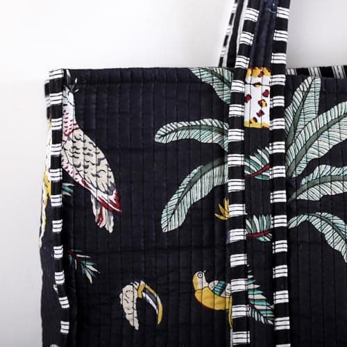 Ravaiyaa - Attitude is everything Women & Man Beautiful Printed Cotton Grocery Shopping Bag | Shoulder Bag | Cotton Tote Bag | Travel Tote Bags 18x5.5x16 Inch (Black Forest) 3