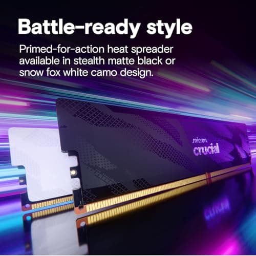 Crucial Pro DDR5 RAM 32GB Kit (2x16GB), 6400MHz CL32, Overclocking Desktop Gaming Memory, Intel XMP 3.0 & AMD Expo Compatible, White - CP2K16G64C32U5W 5