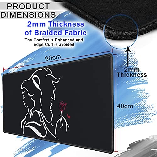 RiaTech Extra Large (900x400x2mm) Extended Gaming Mouse Pad, Computer Keyboard Desk Mat with Non-Slip Base and Stitched Edge Mousepad for Laptop/Home/Office & PC (Lovers Design) 2