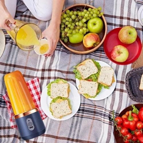 H-Duka Portable Blender Electric Juicers Fruit Mixers USB Rechargeable Smoothie Mini Personal Juicer 6 Blades 3Gears With 1500 Mah Rechargeable Battery (Blue) (Blue) 5