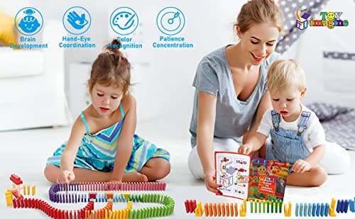 Toy Imagine 240 Pcs Wooden Domino Blocks Set for Kids – Educational Building Blocks in 12 Bright Colors – Toys for Boys & Girls Ages 2-5 Years – Skill Development, Stacking & Color Recognition 4