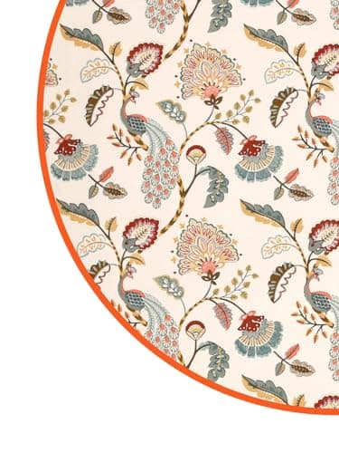 Clasiko 100% Cotton 6 Seater Round Table Cover; 72x72 Inches; Multicolor Peacock 4