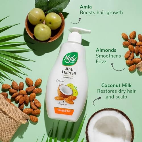 Nyle Naturals Anti-Hairfall Shampoo | For Hairfall Control | With Coconut Milk, Badam and Amla |Gentle & Soft Shampoo For Men & Women |800ml 4