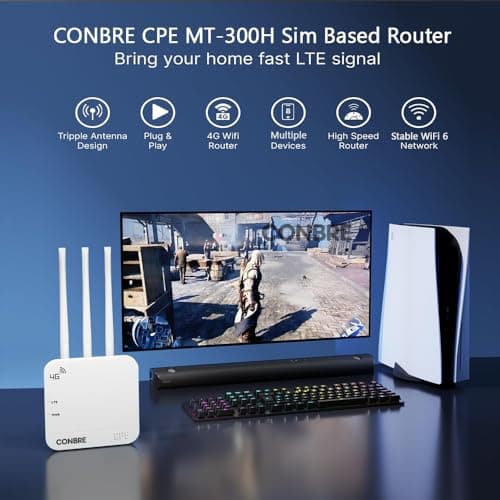 Conbre CPE MT-300H 4G Mobile Sim Based Wi-Fi Router (All 4G & 5G Sim Supported), Lastest WiFi 6, Plug and Play, Support, NVR, DVR, WiFi, Camera 5