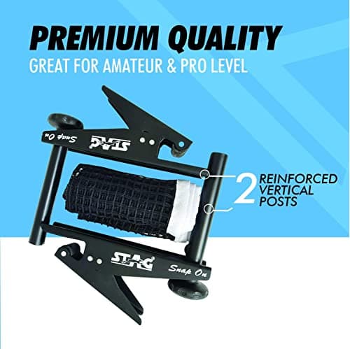 Stag Iconic Snap-On Table Tennis Net & Post Set | Professional Grade | Durable Alloy Steel Frame | Reinforced Cotton Net | Quick Clamp System | Portable Carry Bag | Indoor & Outdoor 2