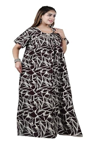 Bejod's Collection Cotton Nighty Combo Pack of 2 | Full Length Printed Maxi Night Dress | Soft Breathable Nightwear Gown for Women | Plus Size Women Nighty XL, XXL, 3XL 3