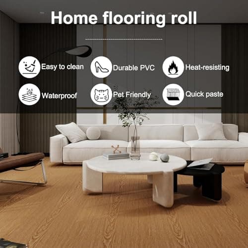 Self-Adhesive Vinyl Flooring & Walls Covering, Waterproof, Removable Oil-Resistant Floor Sticker,Peel Stick Wallpaper for Kitchen Living Room Floor Stickers (Acacia, 60 x 200 cm) 2