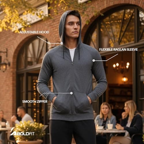 Boldfit Hoodies for Men Full Zipper Jacket for Men & Boys Fleece Hoodie for Man Winter Jackets Thermal Insulation Mens Jacket Zipper WinterWear Hoodies for Boys Winter Anthra M 3