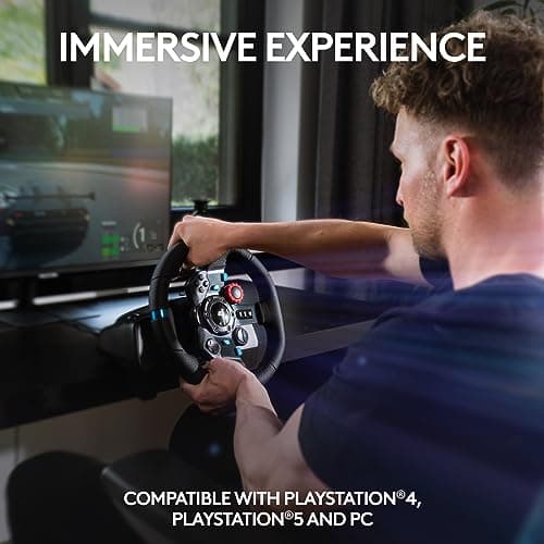 Logitech G29 Driving Force Racing Wheel and Floor Pedals, Real Force Feedback, Stainless Steel Paddle Shifters, Leather Steering Wheel Cover for PS5, PS4, PC, Mac - Black 3