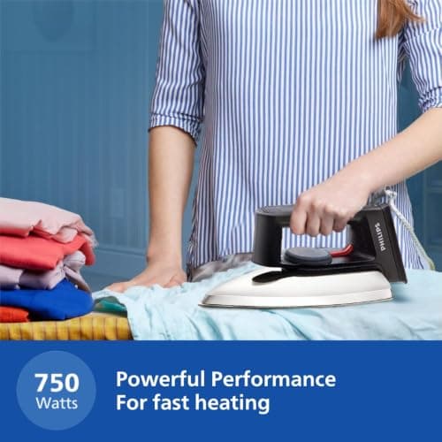 PHILIPS Dry Iron HD1134/28 (World no. 1 Ironing Brand) Powerful 750 Watts for Fast heat up, Temperature controlled thermostat for all fabrics 2