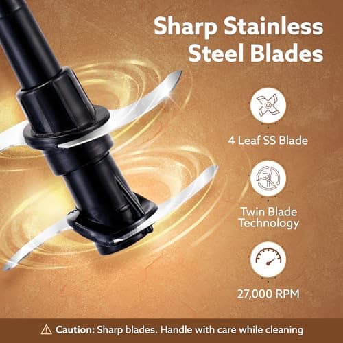 AGARO Electric Chopper, 400 Watts, Vegetable Chopper, Cutter, 100% Pure Copper Motor, Chop, Mince, Dice, Twin Stainless Steel Blade, 500 Ml, One Touch Operation, Elegant, Black. 5
