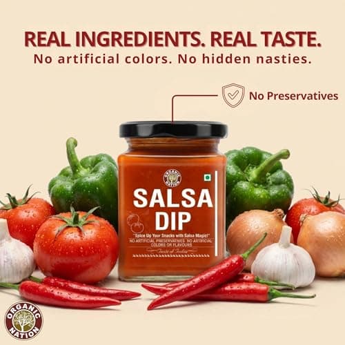 ORGANIC NATION Salsa Dip - Natural Salsa Sauce for Snacking and Cooking - Homestyle Made with Fresh Tomatoes, Herbs & Spices, No Added Preservatives, No Artificial Flavours, Traditional Recipe - 260g 2
