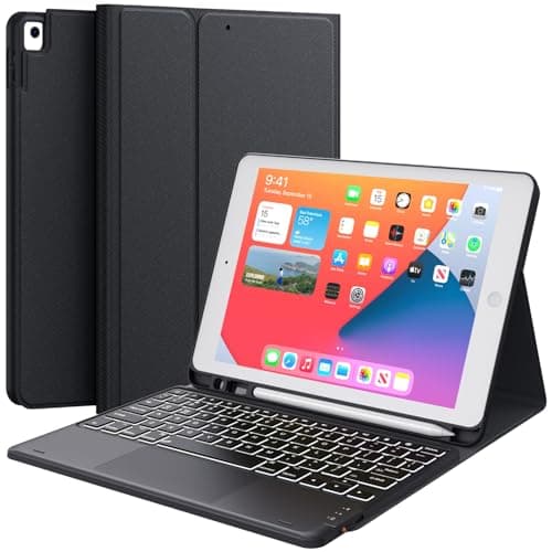 BESTOR Wireless Bluetooth Touchpad Keyboard with Pencil Holder for 7th 8th 9th Gen Bluetooth Laptop-Size Tablet Keyboard Compatible with iPad, Laptop, Tablet (Black)