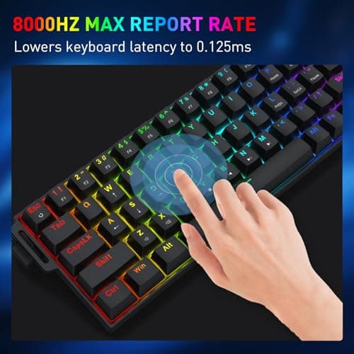 Redragon K631 HE Rapid Trigger RGB Gaming Keyboard, 68 Keys Wired Mechanical Keyboard w/Hyper-Fast Actuation, Hall Effect 8K Polling Magnetic Switch, Actuation Point Adjustable, Strap Version 4