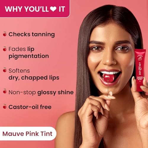 Dot & Key Cherry Lip-Balm SPF 50 (12gm) | Moisturization |For Smooth and Brightening | Shea Butter with Vitamin E | Tinted Lip-Balm for Glossy, Buttery Soft Lips | with Vitamin C for Dark Lips | For W 4