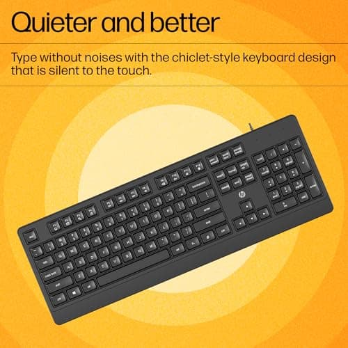 HP KM 180 Wired Mouse and Keyboard Combo, USB Plug-and-Play, 1200 dpi, Full-Size Layout with Numeric pad, Up to 10 Million keystrokes, Up to 1 Million clicks, 1-Year Warranty, 0.52 kg, Black, 7J4G3AA 3