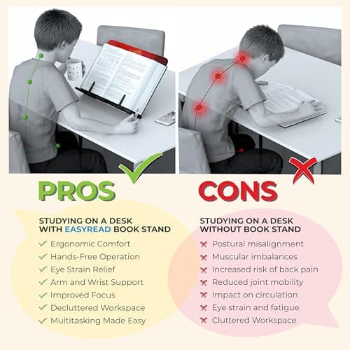EasyRead Pro Book Reading Stand Holder with Adjustable Angles for School Office Home,Lightweight Portable for Books Enjoy Hands Free Reading.Good for Gifting(42.4cmsX30.8cms)Transparent with Grey Base 5