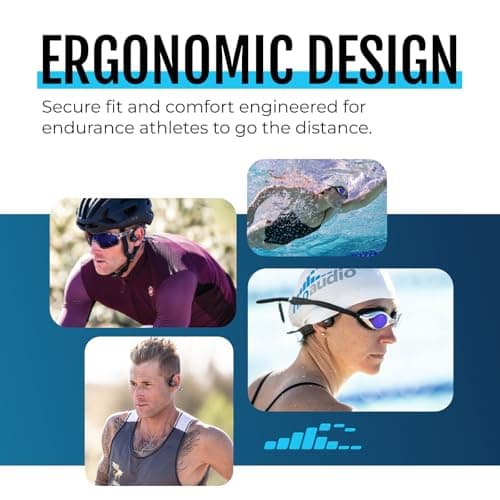 H2O Audio TRI 2 Multi-Sport Waterproof Bone Conduction Open Ear Headphones â€“ Bluetooth-V5.3 for Running/Cycling, MP3 for Swimming - Black & Blue 3