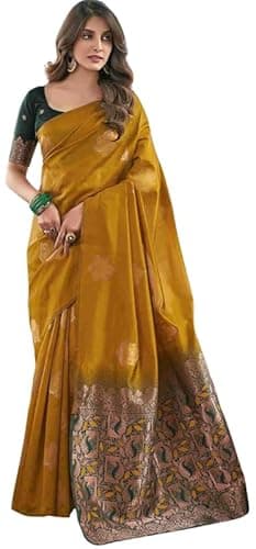 Regolitha women fashion soft banarasi saree for women, silk saree With Blouse Material