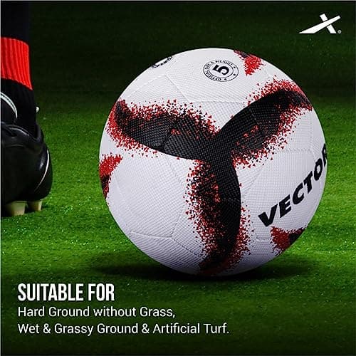 Vector X Neo 2.0 Synthetic Rubber Moulded Indoor/Outdoor Football with Butyl Bladder, White-Black, Size 5, Suitable for Match and Training for Adults 15+ Years 4