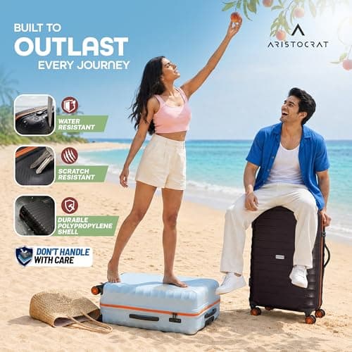 Aristocrat Altitude 8 Wheel Cabin (Small Size) Hard Case Trolley Bag | Combination Lock |Tough and Durable Polypropylene Luggage | 3 Year International Warranty| 58 CM Suitcase for Travel| Black 2
