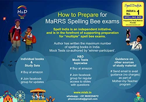 H & D MOCK TESTS - Synonym & Antonym - Category 4 - Class 5/6 .... prepare for MaRRS Spelling Bee exams ... 12 H&D Tests from Spell India ... for pre purchase queries whatsapp +91 9820354672 2