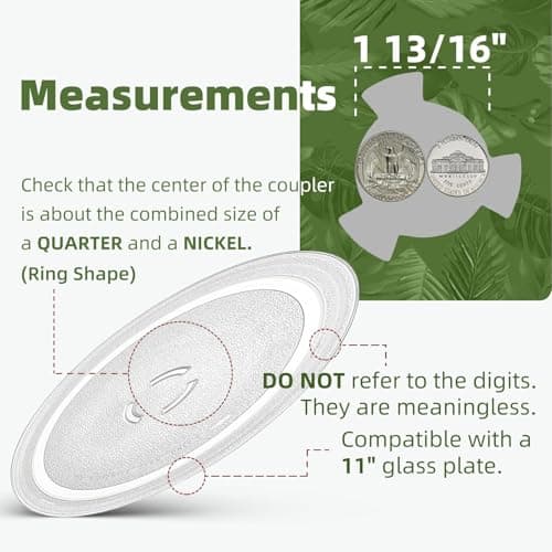 J K b K - Microwave Oven Glass Turntable Coupler Plate Compatible with Whirlpool (Magicook 27C Crisp/Sharp - Size : 11" Approx. 3
