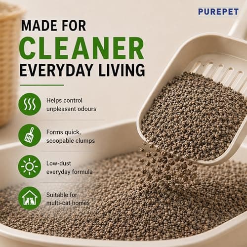 Purepet Cat Litter for All Breeds 5kg | Lavender Fragrance | Pet Friendly | Litter Tray Refill 3