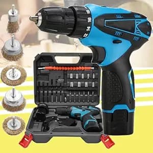 Galaxe Cordless Power Drill Tool Sets 12V Electric Screwdriver Power Tool Set Brushless Cordless Drill with 5pcs Steel Wire Brush Set (GLX12V5WB10, 33pcs tool kit)