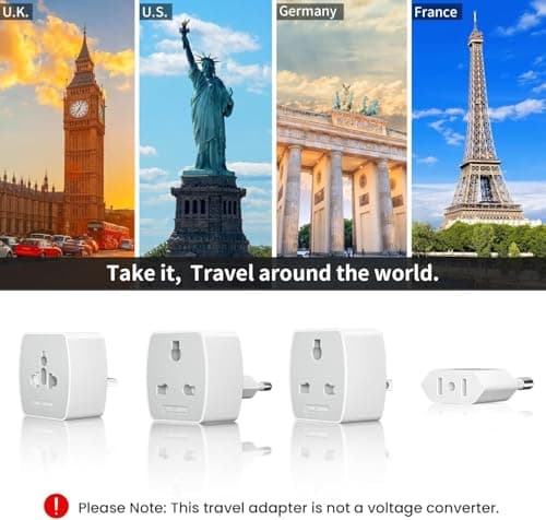 rts Universal Travel Adapter, International All in One Worldwide Travel Adapter and Wall Charger Compatible with, 224 + Countries with Multi Power Outlet Electrical Plug Mobile,Laptop,Tablets,Camera 5