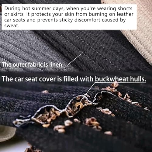 Suninbox Black Car Seat Covers,Buckwheat Hulls Car Seat Cushion,Truck Seat Covers,Compatible Sedan SUV Van MPV,Car Seat Pads,Bottom Seat Covers for Cars[Black Front Seat] 2