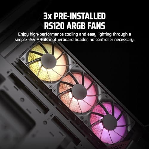 CORSAIR 3500X ARGB Mid-Tower ATX Dual Chamber PC Case – Panoramic Tempered Glass – Reverse Connection Motherboard Compatible – 3X CORSAIR RS120 ARGB Fans Included – Black 3