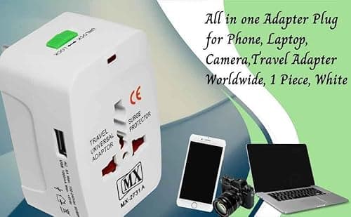 MX Universal Travel Adapter International All in One Worldwide Travel Multi Plug Adapter with Build in Single Port USB Charger Multi Type Power Outlet for USA EU UK AUS Cell Phone Laptop smart Phone 4