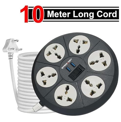 STANDLAST 6-Socket Extension Board with 2 USB (2.4A) | 10 Meter Surge Protector & 10A Spike Guard | Heavy Duty Extension Cord | Universal Socket Power Strip for Home,Office,TV, PC & Appliances - Grey 5