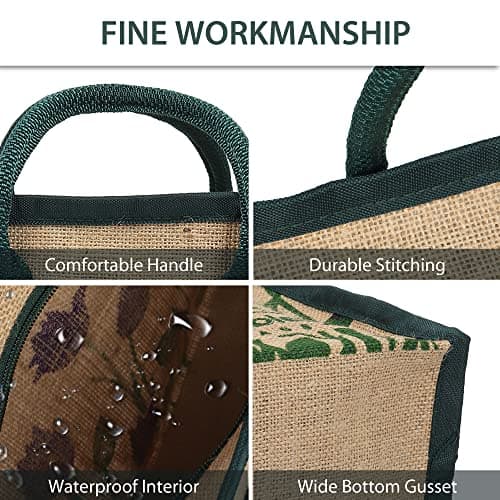 DOUBLE R BAGS Jute Eco-Friendly Tote Bag: Stylish, Spacious, and Sustainable - Perfect for Everyday Errands and Adventures! (Purple Tulip, Pack of 1) 2