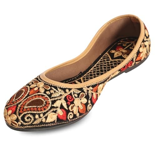 DFR Women Rajasthani Embroidery Ethnic Punjabi Mojari's Juti's Jutti’s, Color - Multicolor, UK Size - 8 4