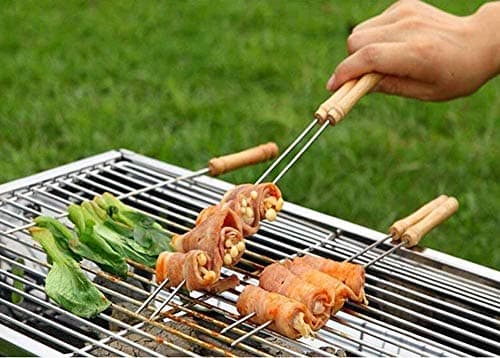 VBM Barbecue Charcoal (47cm) Grill Stainless Steel Folding Portable Bbq Tool Kits For Outdoor Cooking Camping Hiking Picnics, Silver Free Standing 72 Cm 6