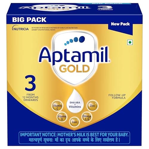 Aptamil Gold Infant Formula Milk Powder for Babies - Stage 3 (6-12 Months) - with Prebiotics and DHA - 1.2 kgs - Large Pack