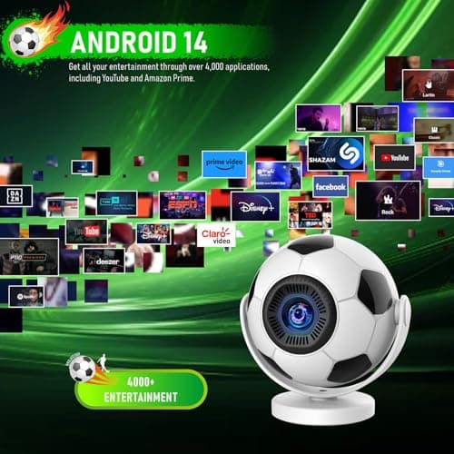 HY300F Smart Mini Projector with Android 14, WiFi 6 & Bluetooth 5.4, 4K Support, Native 720P HD LED Projector, 180° Rotatable Portable Home Theater Projector for Movies, Gaming & Outdoor Use (HY300F) 2