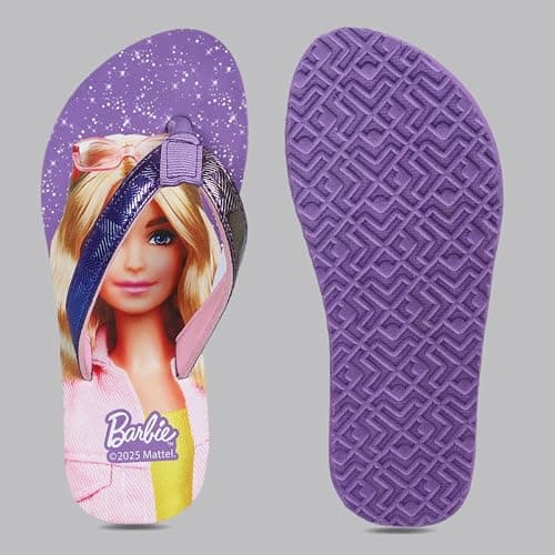 Kidsville Official Barbie Printed Kids Girls Purple Flip-Flop | Soft, Non-Slip, Indoor, Outdoor, House Slipper, Comfortable & Durable Footwear for Children 3