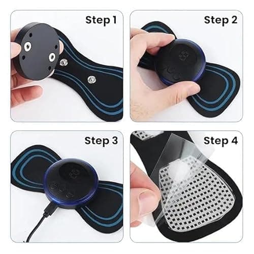 2 Sets Mini Massager for Pain Relief, Portable Electric Body Massager Machine, EMS Muscle Stimulator,Butterfly Back Neck Shoulder Massager for Body Pain Relief,Compact Travel Massager (2, Blue) 3