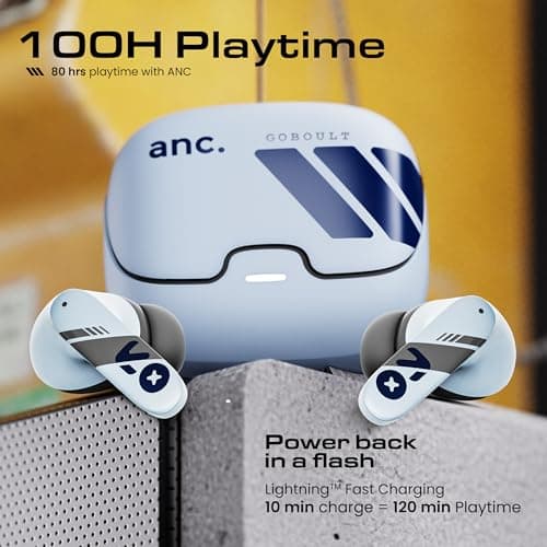 GOBOULT Z40 Pro v2.0 in Ear Earbuds with 100H Playtime, Amp App Support, Active Noise Cancellation, Quad Mic ENC, Dual Device Pairing, 13mm Driver, Bluetooth 5.4 Wireless (Cloud Blue) 6