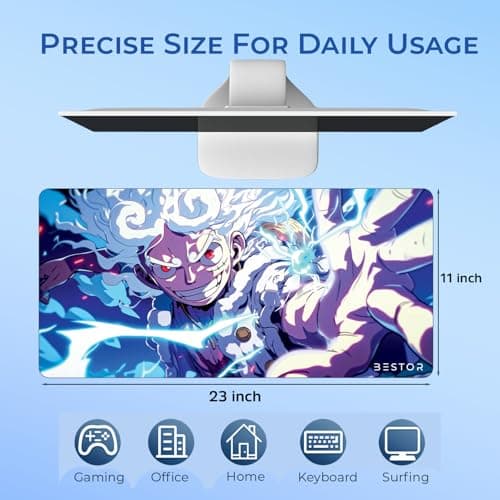 BESTOR Anime Extended Gaming Mouse pad with Anti-fray Stitching, Waterproof Surface & Non-Slip Rubber Base Gaming Mouse Mat for Laptop (60cmx34cm) 2