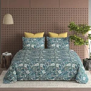 DECOMIZER 300 TC Cotton Feel Glace Cotton Elastic Fitted Printed King Size Double Bed Bedsheet with 2 Pillow Coverm Fits Upto 8 inches Mattress,Size- 72x78x10 Inches, Multicolor