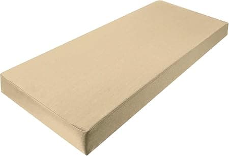 Chairs 3-Seater Sofa Cushion with PU Foam | 4 Inch Thick Seat Cushion with Removable Zip Cover | Comfortable & Durable Sofa Foam for Home | Beige (60x18x4 Inch)