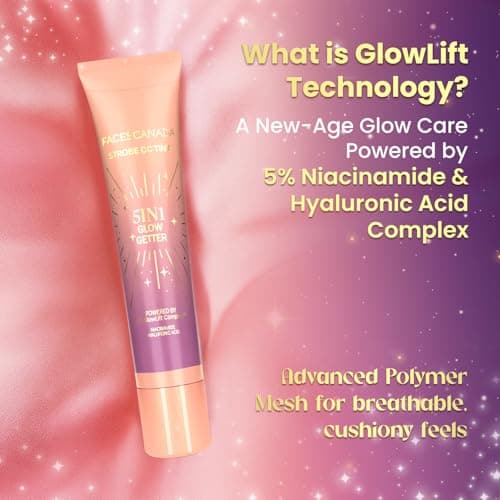 FACES CANADA Strobe CC Tint Mini - Sunset Glaze 02, 18ml | 5-in-1 Serum + Moisturizer + Primer + BB/CC Cream + Strobe Cream | Lightweight | Radiant Dewy Glass Skin Glow | Niacinamide & Hyaluronic Acid 5