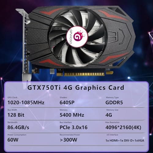 GTX 750Ti 4GB GDDR5 Graphics Card, 128bit 640SP Direct X12 Computer Video Cards, PCI Express 3.0x16 Interface, VGA, HDMI, DVI-D, Low Power GPU for Working Gaming 2