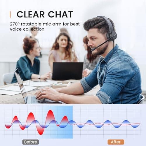 EKSA H15 Professional Wired Headphones with mic Computer Headset with Microphone for pc Black 2